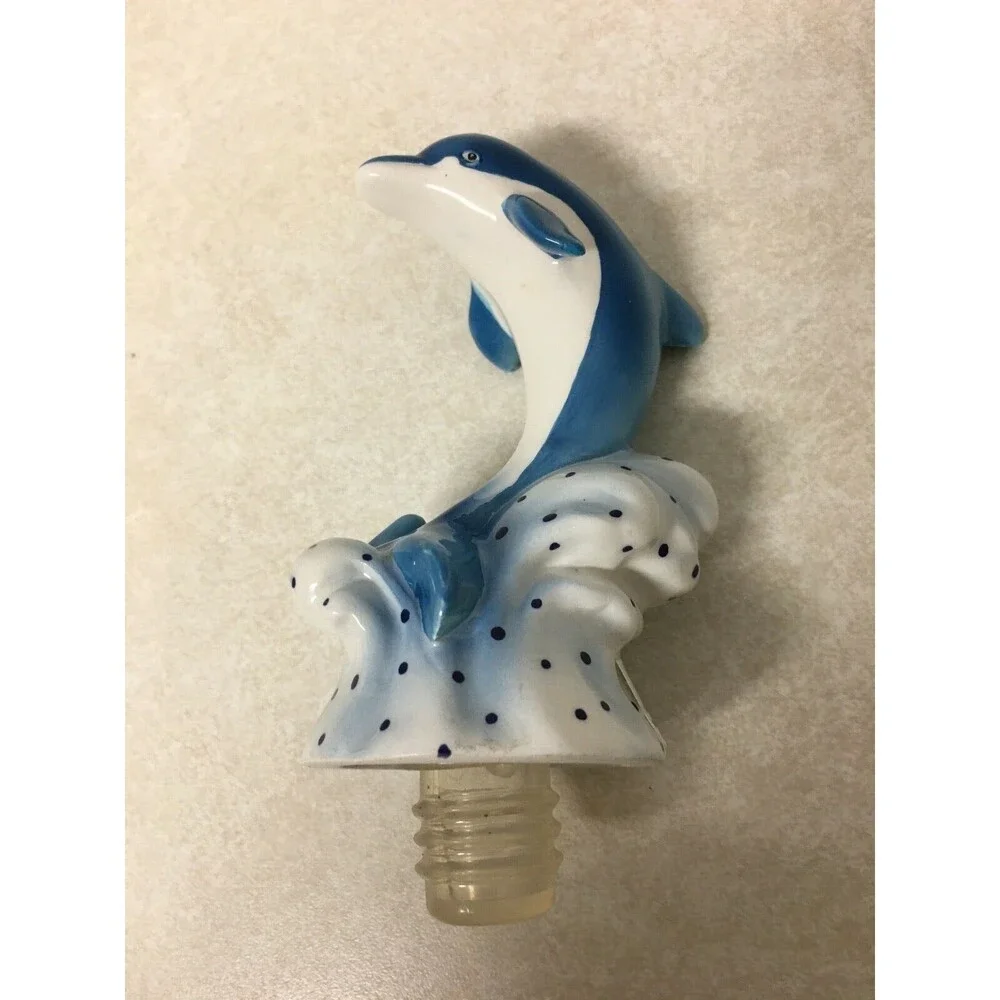 Ceramic Dolphin Wine Bottle Stopper Ocean Sea Beach Life